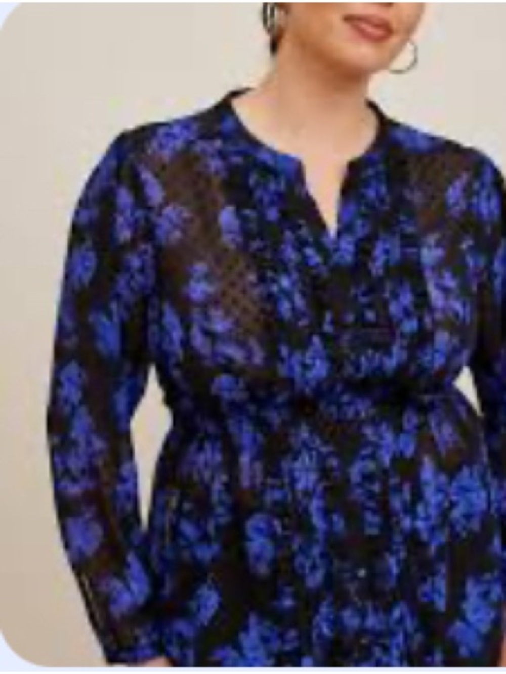 Torrid Chiffon Clip Dot Ruffle Front Top Floral Roses Blue Plus Size 3X